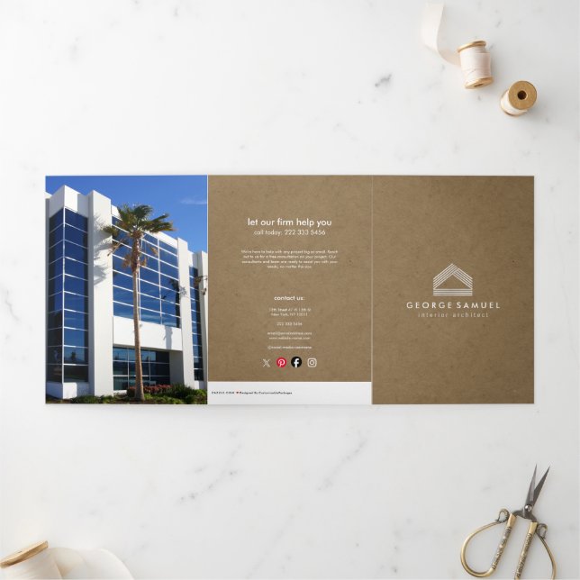 Modern Home Design Custom Abstract Logo  Tri-Fold Card (Outside)