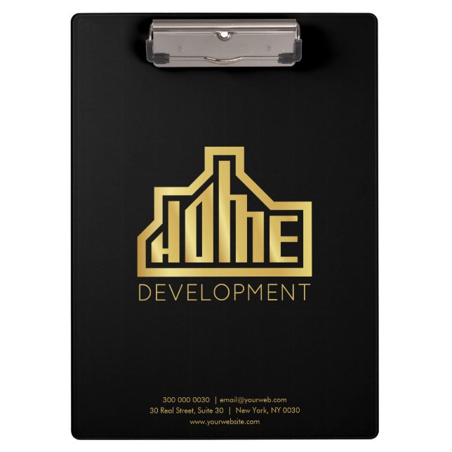  Modern Home Development Logo Real Estate Clipboard (Front)