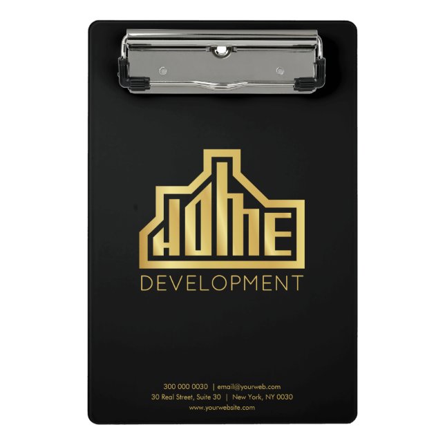  Modern Home Development Logo Real Estate Mini Clipboard (Front)