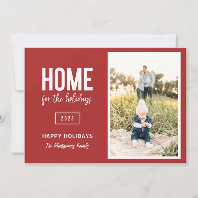 Modern Home For The Holidays Photo Holiday Card (Front)