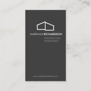 Modern Home Logo II Construction, Realtor Dk Grey Business Card