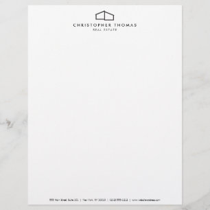 Modern Home Logo in Black for Real Estate, Realtor Letterhead