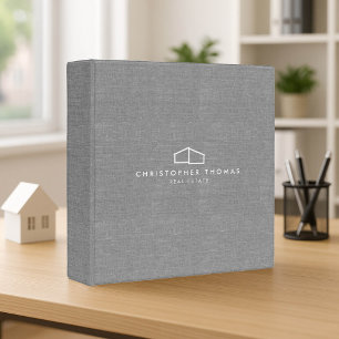 Modern Home Logo Real Estate Grey Linen Binder
