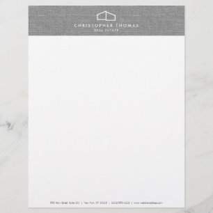 Modern Home Logo Real Estate, Realtor Grey Linen Letterhead