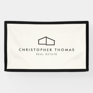 Modern Home Logo Real Estate, Realtor Ivory/Black Banner