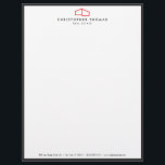 Modern Home Logo Real Estate, Realtor Red/White Letterhead<br><div class="desc">This classic letterhead template features an elegant, yet simple modern home logo in red set on white with a slim black border to help brand your architecture or real estate business. Perfect for realtors, architects, builders, contractors and more. This design is part of a series of coordinating office supplies to...</div>