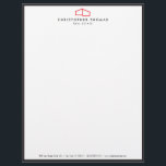 Modern Home Logo Real Estate, Realtor Red/White Letterhead<br><div class="desc">This classic letterhead template features an elegant, yet simple modern home logo in red set on white with a slim black border to help brand your architecture or real estate business. Perfect for realtors, architects, builders, contractors and more. This design is part of a series of coordinating office supplies to...</div>