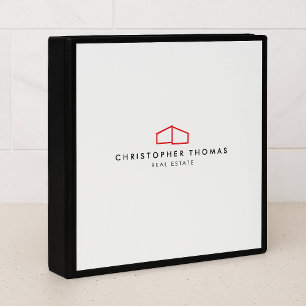 Modern Home Logo Realtor, Real Estate Red/White Binder