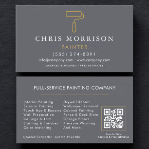 Modern Home Painter Contractor QR Code Business Card