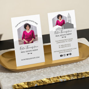 Modern Home Professional Real Estate Agent Photo Business Card