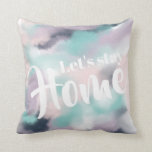 Modern home quote abstract brushstrokes watercolor throw pillow<br><div class="desc">Modern home quote abstract brushstrokes watercolor with hand painted purple,  teal,  navy blue,  pastel blush pink brushstrokes  with a modern and elegant font.</div>