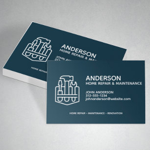 Modern Home Repair Maintenance Service Navy Blue Business Card