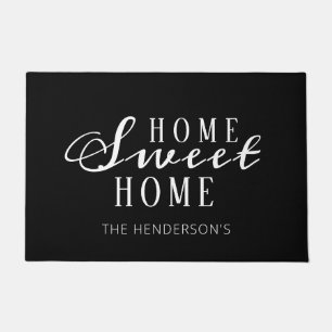 Modern Home Sweet Home Black White Personalized Doormat