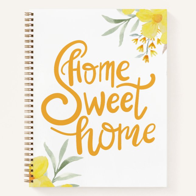 Modern Home Sweet Home Chic Floral Personalized  Notebook (Front)