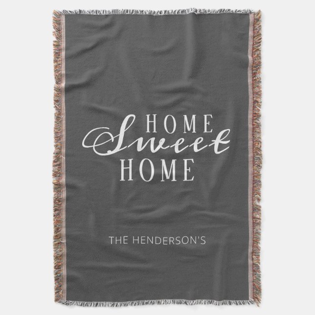 Modern Home Sweet Home Couples Housewarming Custom Throw Blanket (Front Vertical)