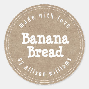 Modern Homemade Banana Bread Kraft Paper Classic Round Sticker