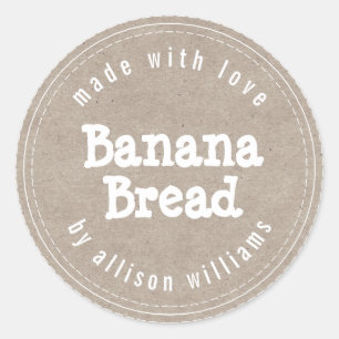 Modern Homemade Banana Bread Kraft Paper Classic Round Sticker