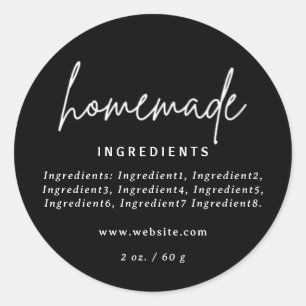 Modern Homemade Black Ingredients Label