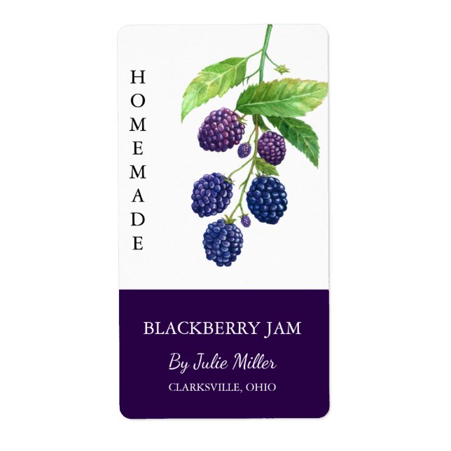 Modern Homemade Blackberry Jam Label (Front)