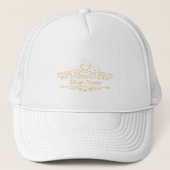 Modern Homemade coffee Bakery custom Business Logo Trucker Hat (Front)