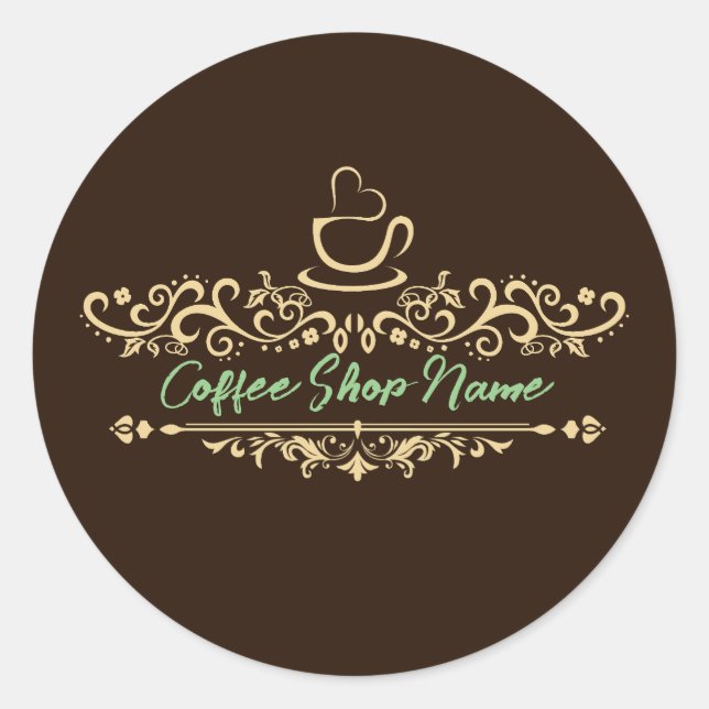Modern Homemade Coffee welcome custom Business Log Classic Round Sticker (Front)