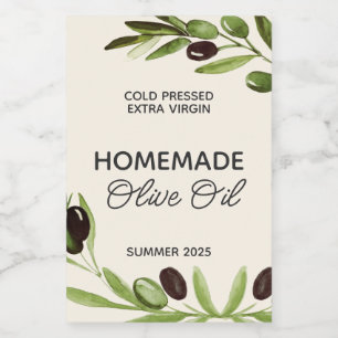 Modern Homemade Olive Oil Bottle Food Label Olives