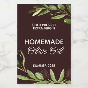 Modern Homemade Olive Oil Bottle Food Label Olives