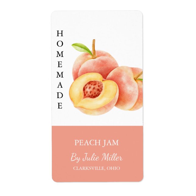 Modern Homemade Peach Jam Label (Front)