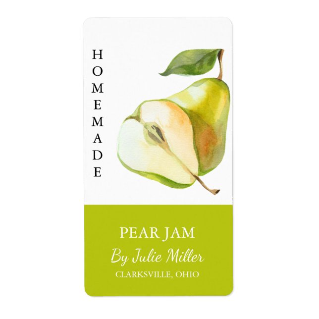 Modern Homemade Pear Jam Label (Front)