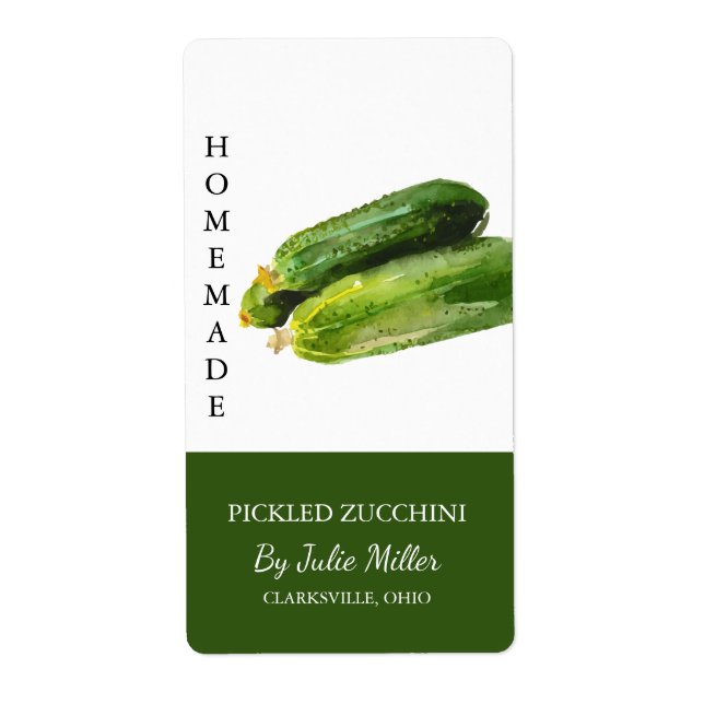 Modern Homemade Pickled Zucchini Label (Front)