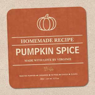Modern Homemade Pumpkin Spice Label Sticker