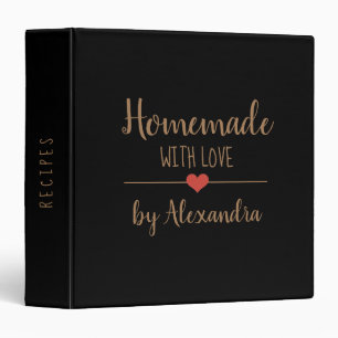 Modern Homemade with love black gold Name Recipe   Binder