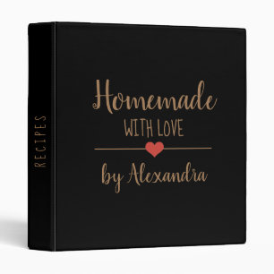 Modern Homemade with love black gold Name Recipe   Binder