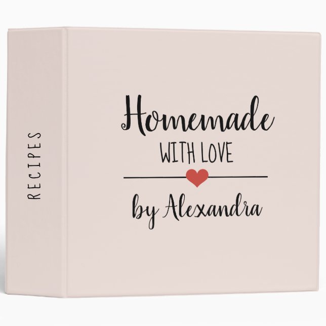 Modern Homemade with love blush pink Name Recipe   Binder (Front/Spine)