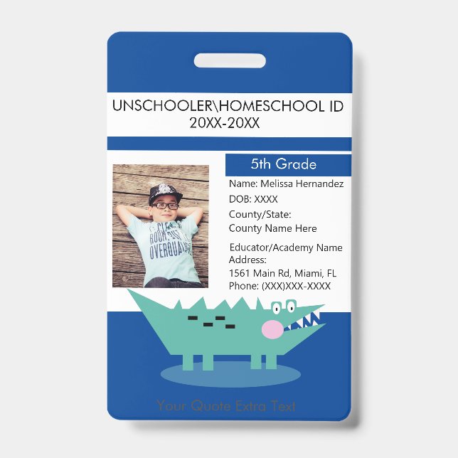 Modern Homeschooling Unschooling Student Alligator Badge (Front)