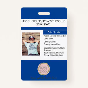 Modern Homeschooling Unschooling Student Blue Badge