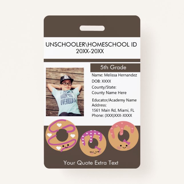 Modern Homeschooling Unschooling Student Doughnut Badge (Front)