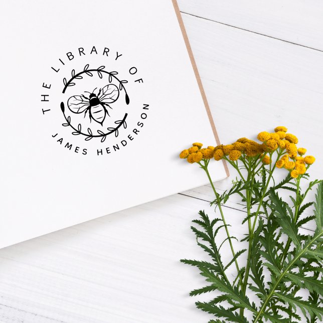 Modern Honey Bee Botanical From The Library Book Rubber Stamp (Creator Uploaded)