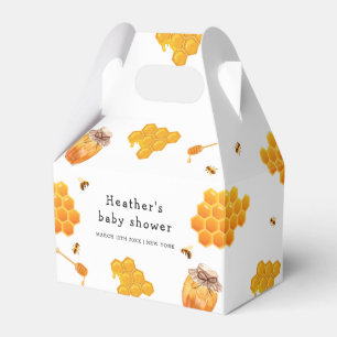 Modern Honey Bumblebee Pattern Baby Shower Favor Box