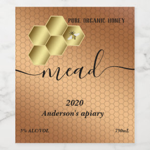 Modern honey comb mead wine label