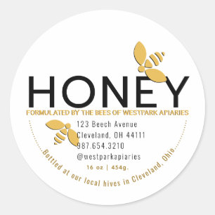 Modern Honey Label with Stylized Bees Urban Bees