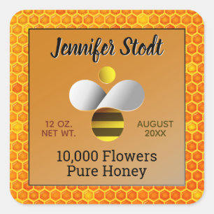 Modern Honeybee Logo Dark Amber Sticker Set