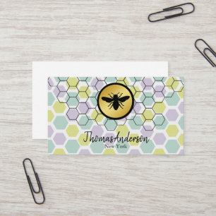 Modern honeycomb and hexagon bee logo  business card