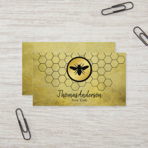 Modern honeycomb and hexagon bee logo  business card
