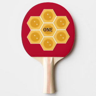Modern honeycomb on burgundy red ping pong paddle