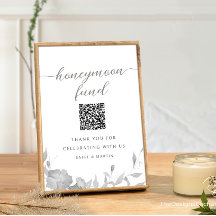 Modern Honeymoon Fund Sign Minimal Floral Poster