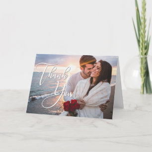 Modern Honeymoon Photo Wedding Thank You Card