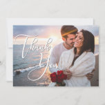 Modern Honeymoon Wedding 2 Photo Thank You Card<br><div class="desc">Modern Handwritten Wedding 2 Photo Thank You Card.</div>