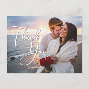 Modern Honeymoon Wedding Photo Thank You Postcard