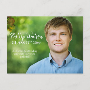 Modern Horizontal Graduation Photo Announcement Postcard